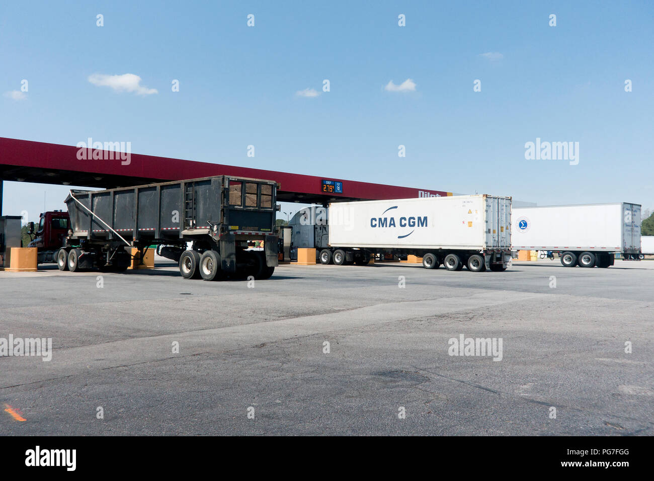 Truck stop gas station (petrol station) - USA Stock Photo