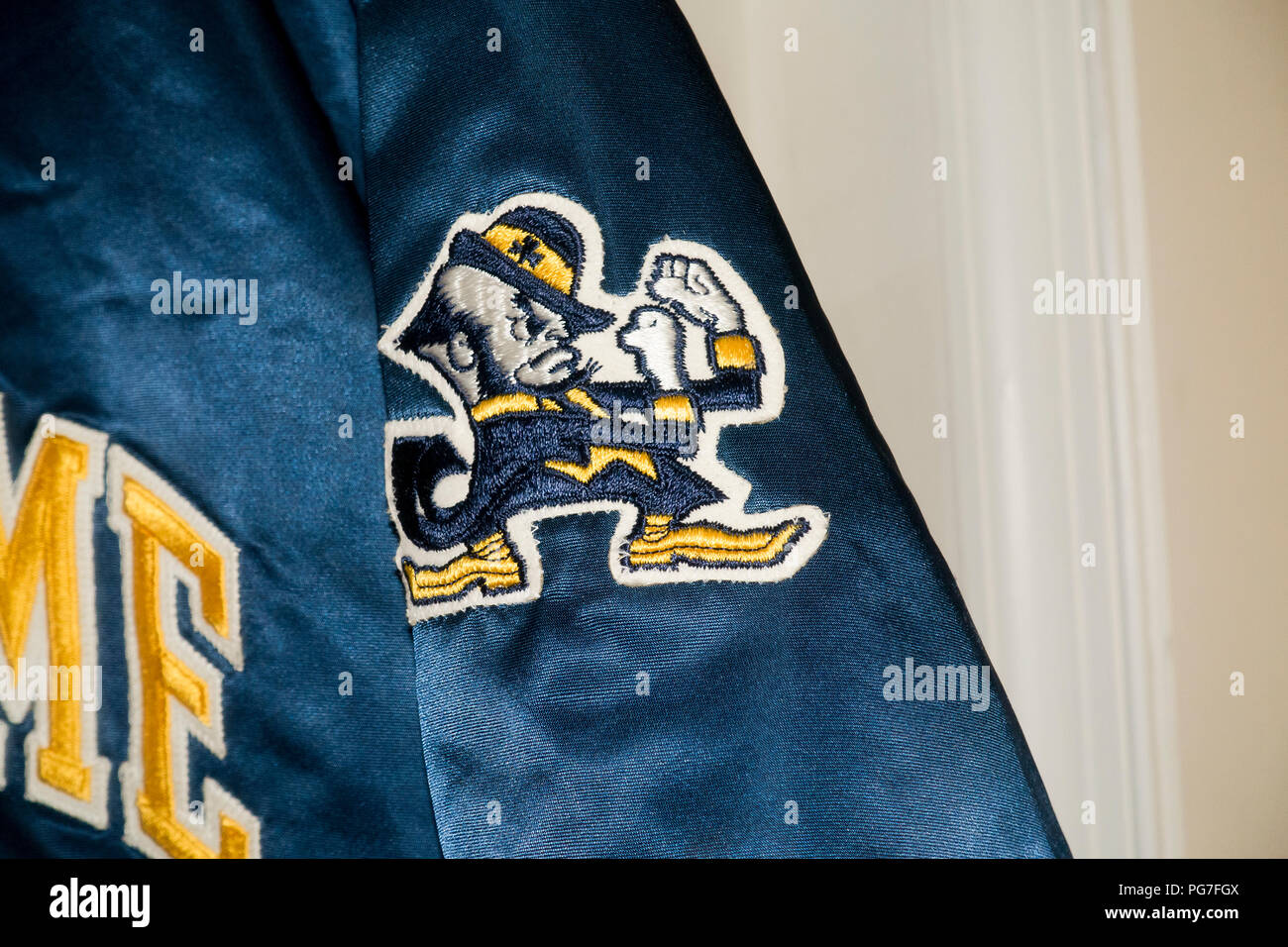 Notre Dame Fighting Irish satin starter jacket USA Stock Photo