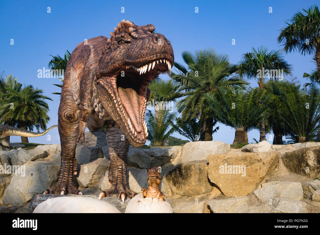 Pattaya Thailand April 14 2018 Tyrannosaurus Rex Dinosaur Statue