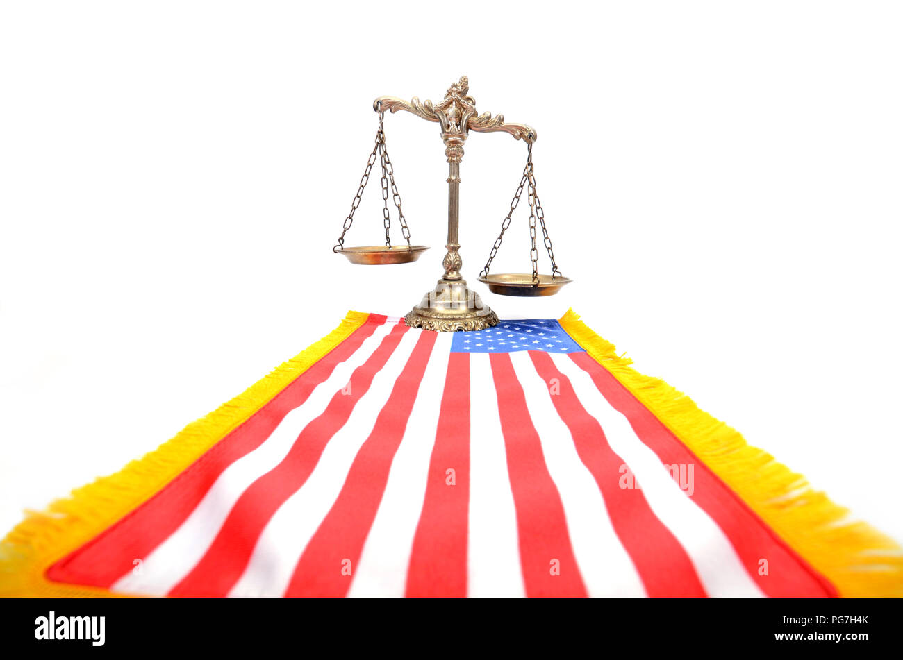 Scales of justice and flag of United States of America Stock Photo Alamy