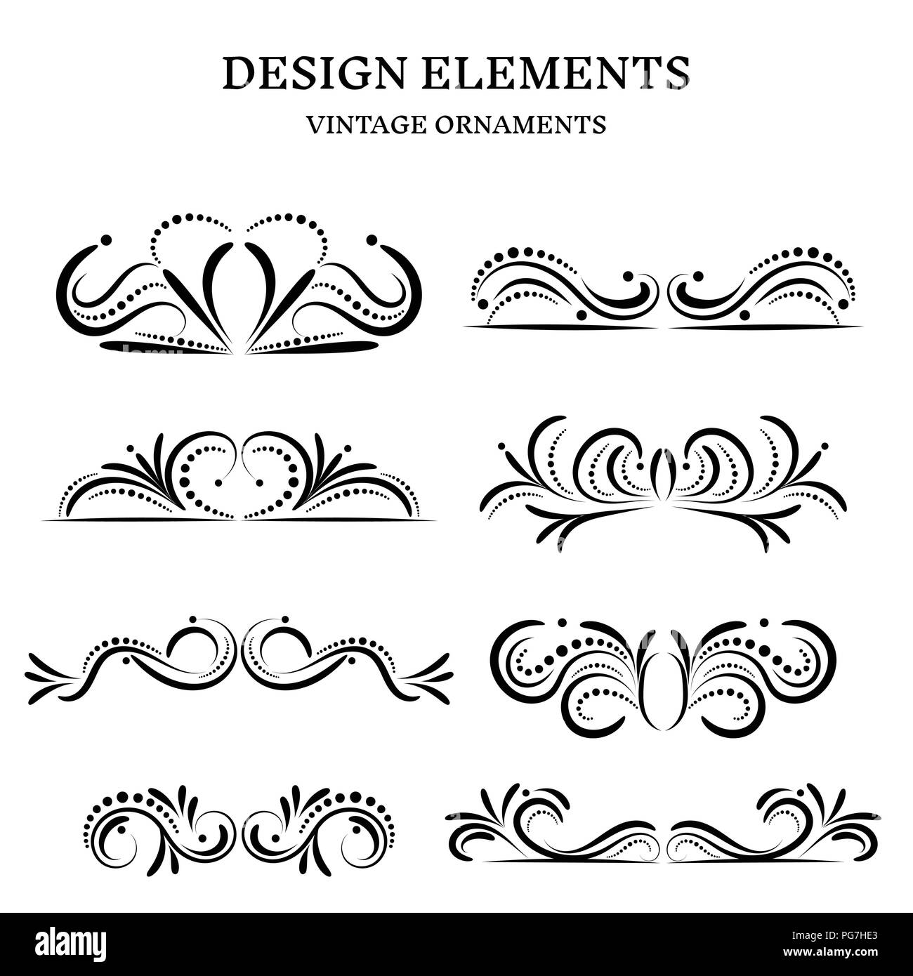 vintage design ornaments set, vector format Stock Vector
