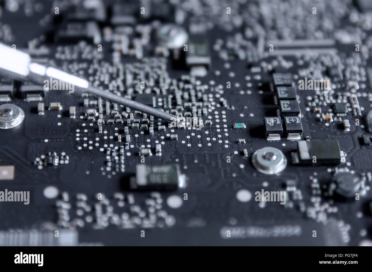 Close Up Of Circuit Board And Electronic Computer Hardware Repairing Technology Of Computer And Laptop Repair Of Electronic Control Panel Motherboa Stock Photo Alamy