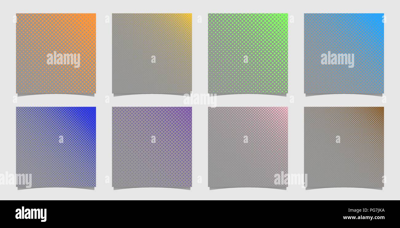 Geometric halftone dot pattern background set - vector graphic ...