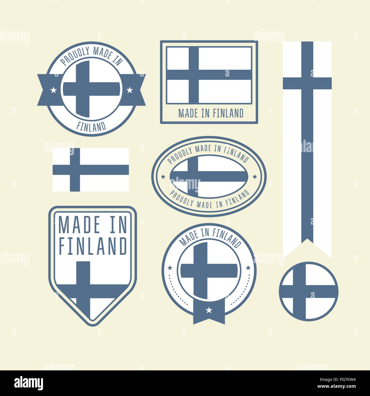 Stickers, tags and labels with Finland flag - badges Stock Vector