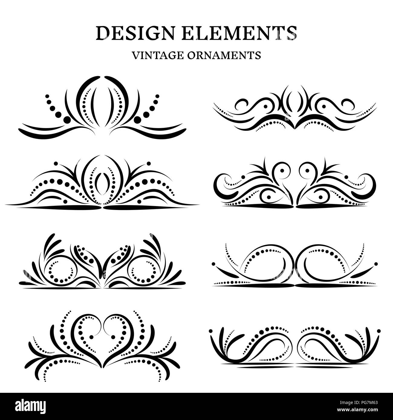 vintage design ornaments set, vector format Stock Vector