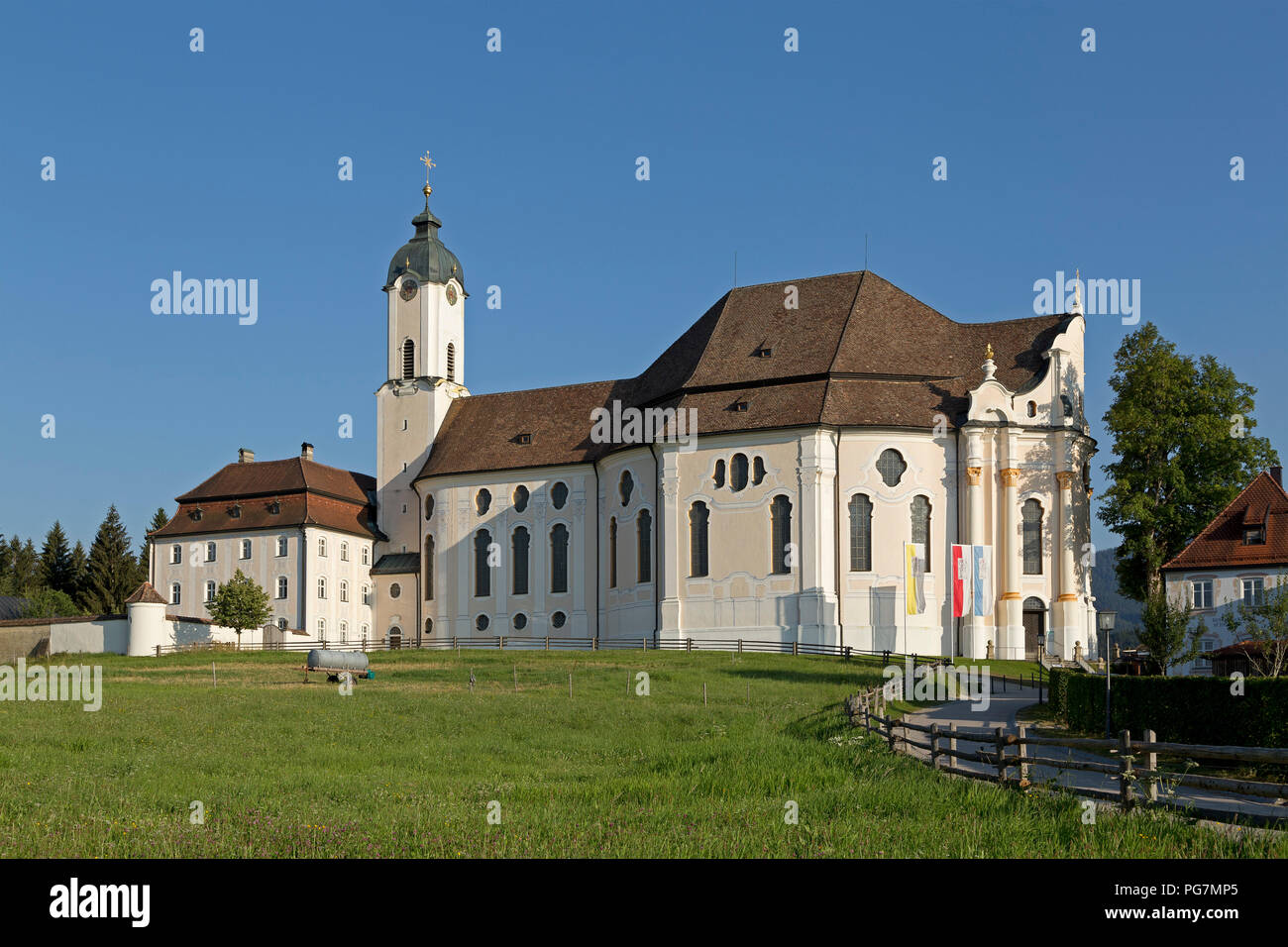 Wieskirche (Pilgrimmage Church of Wies) near Steingaden, Allgaeu, Bavaria, Germany Stock Photo