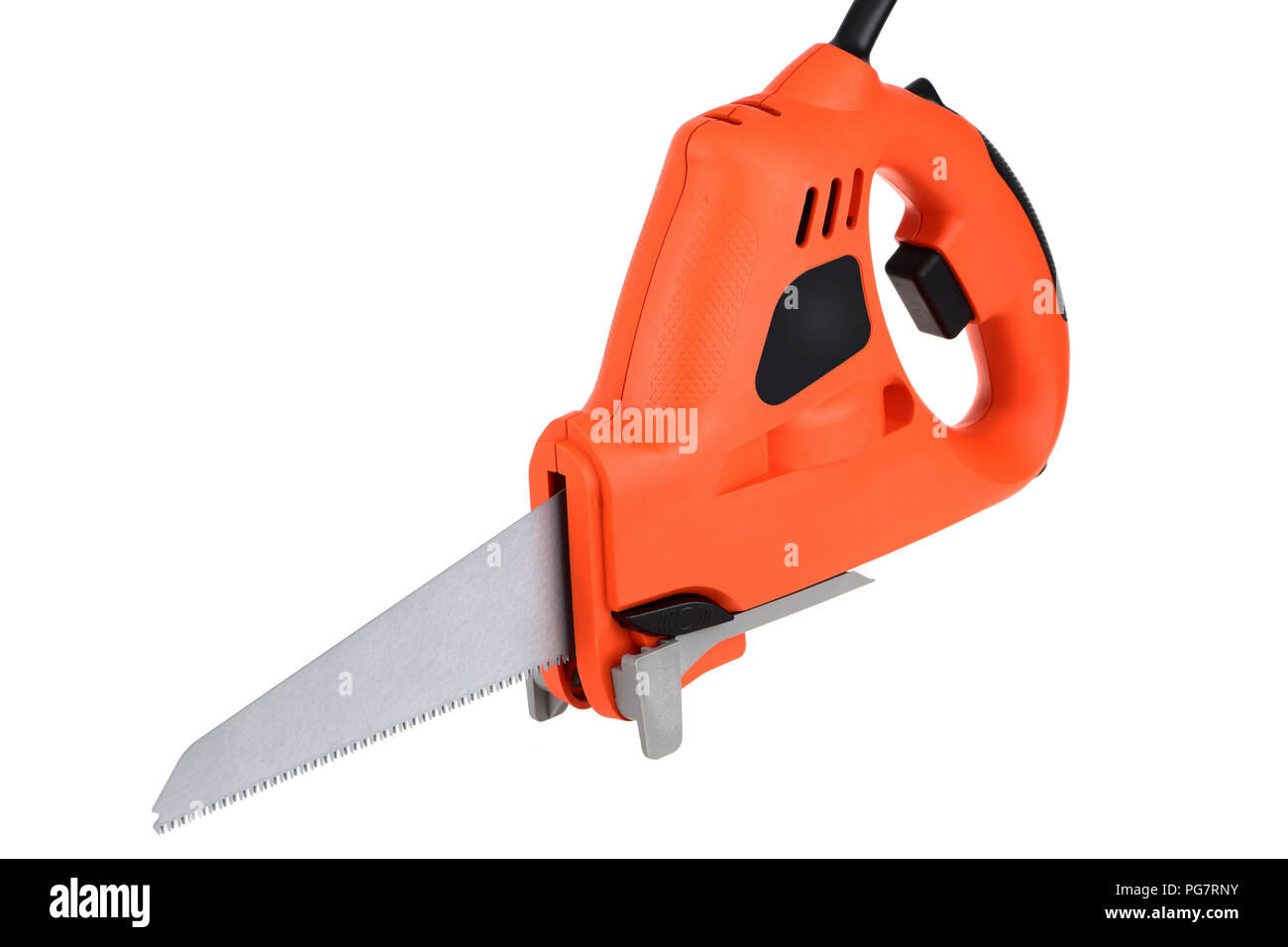 Electric power saw isolated on a white background Stock Photo Alamy
