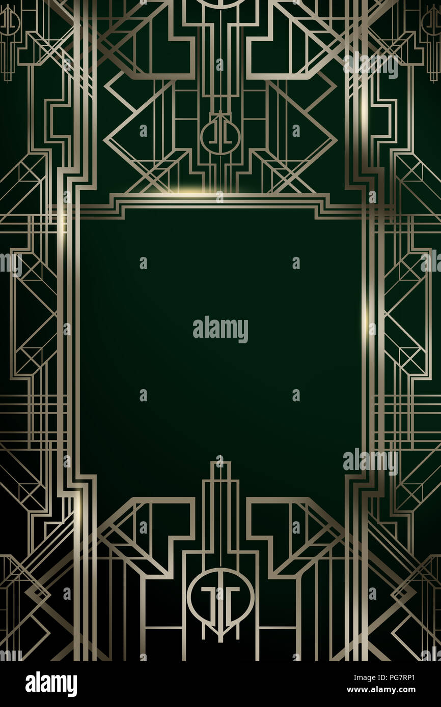 Great Gatsby Art Deco Poster Signage Background Collection Stock Photo