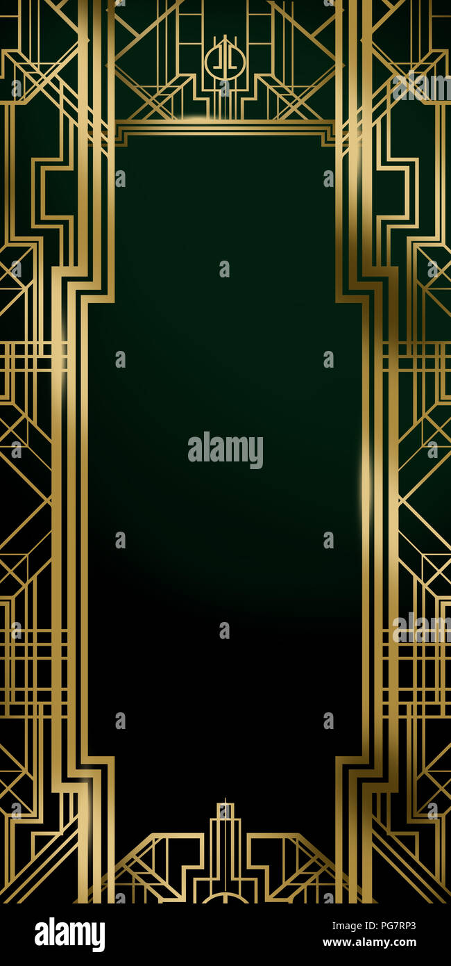 Great Gatsby Art Deco Poster Signage Background Collection Stock Photo