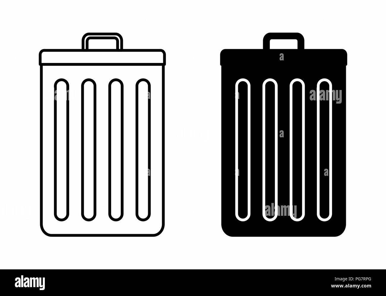Black and white illustration of isolated trash cans Stock Vector
