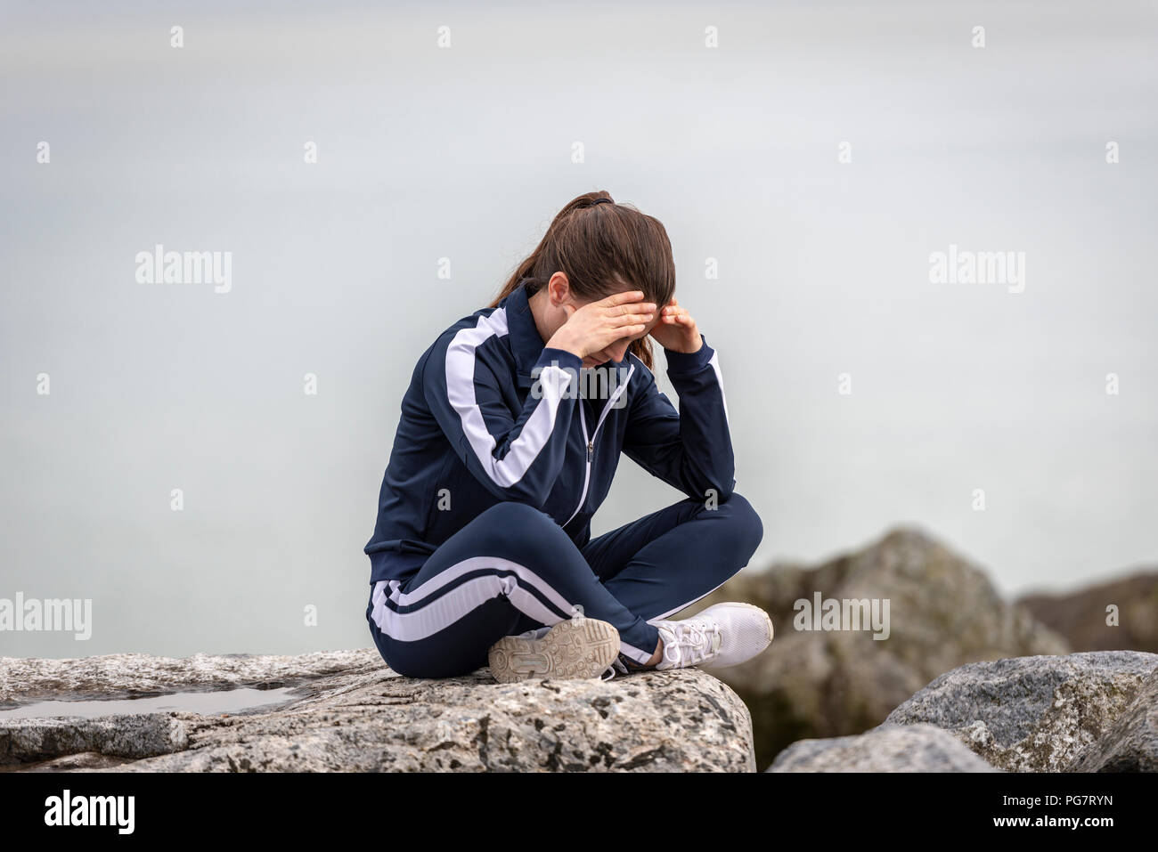 Woman Head In Hands Sad High Resolution Stock Photography and Images ...