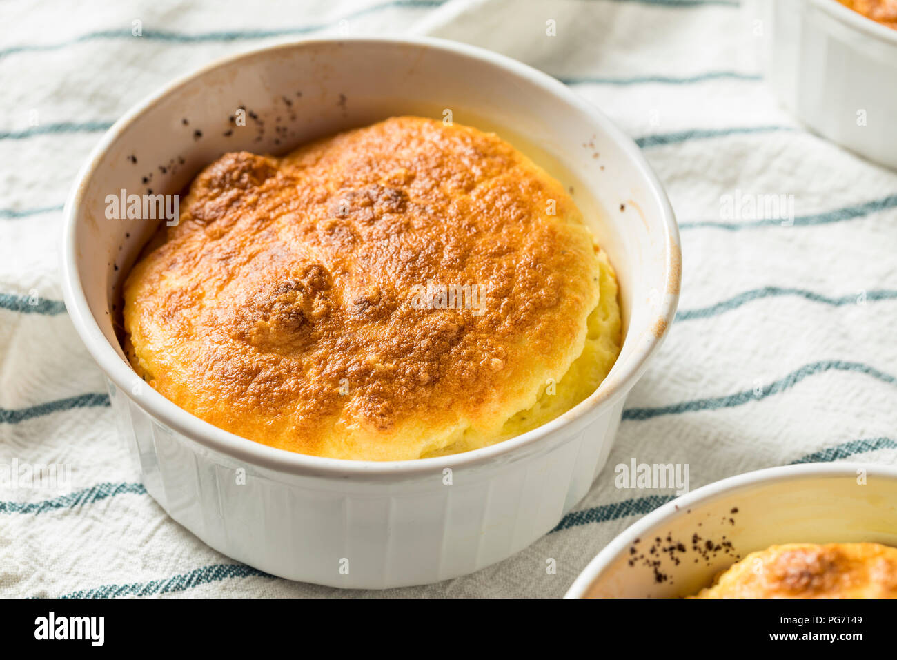 Homemade Egg and Cheese Souffle in a Ramekin Stock Photo Alamy