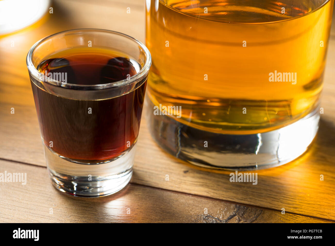 Boozy Bomb Shots with LIquor and Energy Drink Ready to Mix Stock Photo