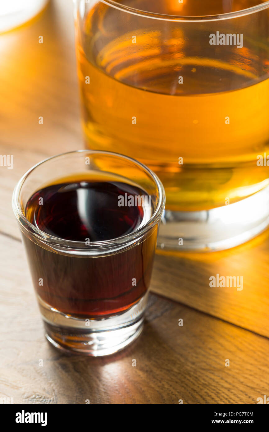 Boozy Bomb Shots with LIquor and Energy Drink Ready to Mix Stock Photo