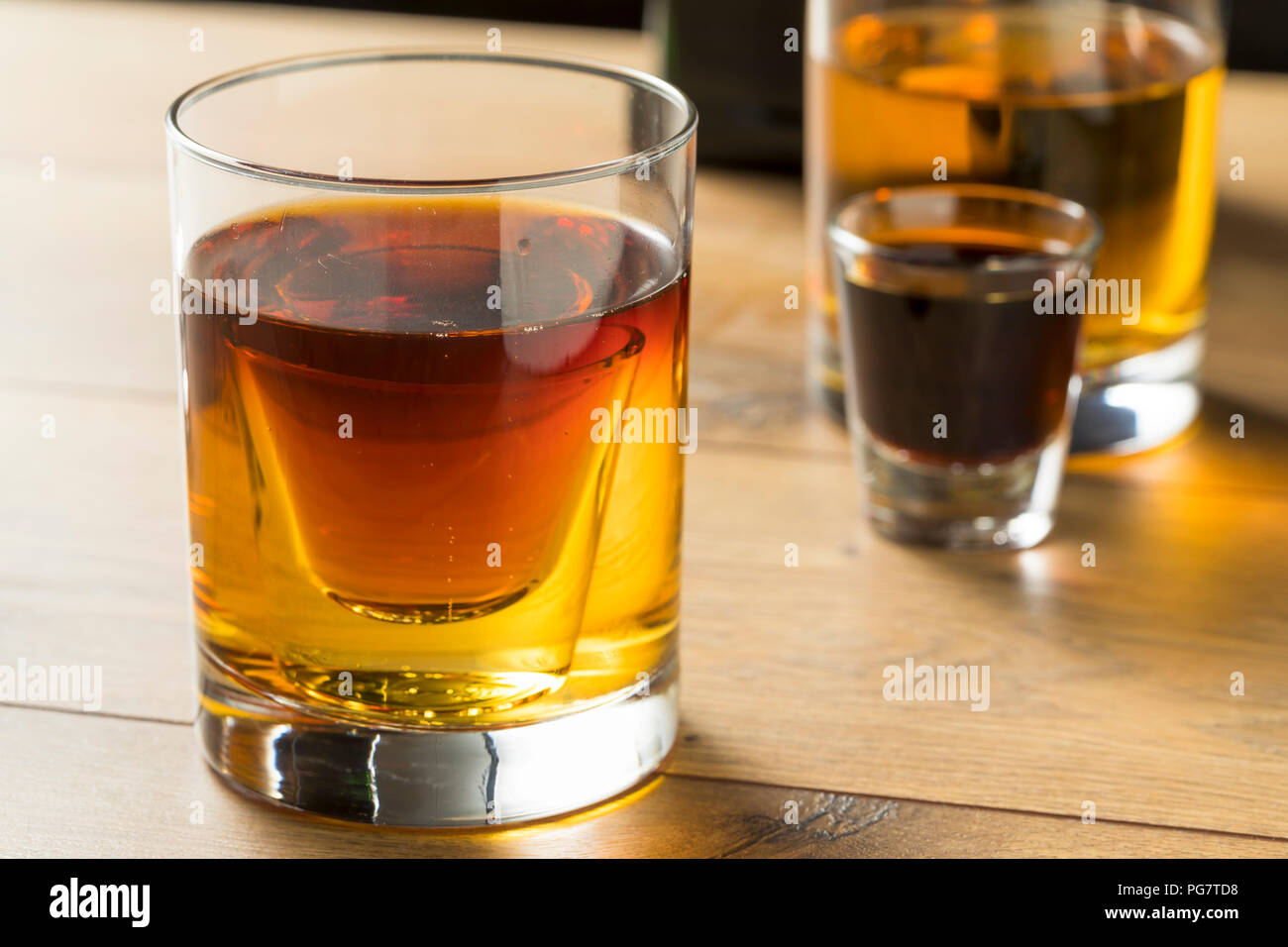 Boozy Bomb Shots with LIquor and Energy Drink Ready to  Mix Stock Photo