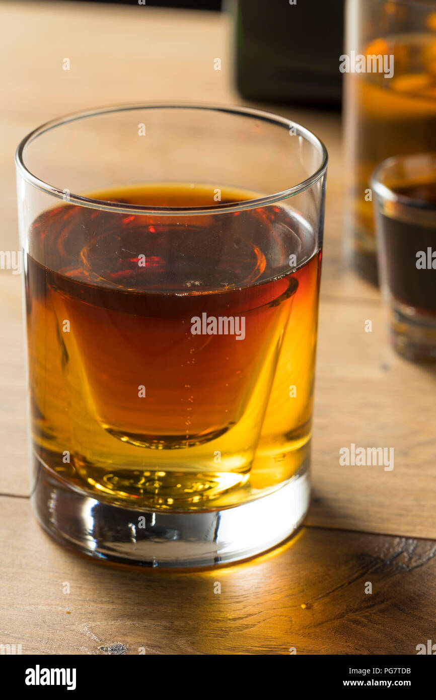 Boozy Bomb Shots with LIquor and Energy Drink Ready to Mix Stock Photo