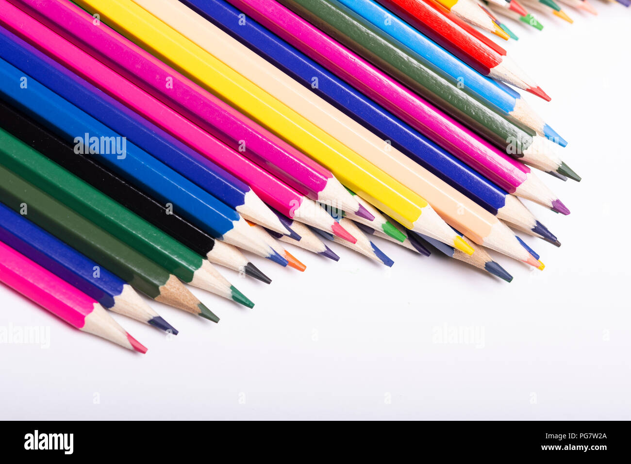 Close-up of colored pencils on white background Stock Photo - Alamy