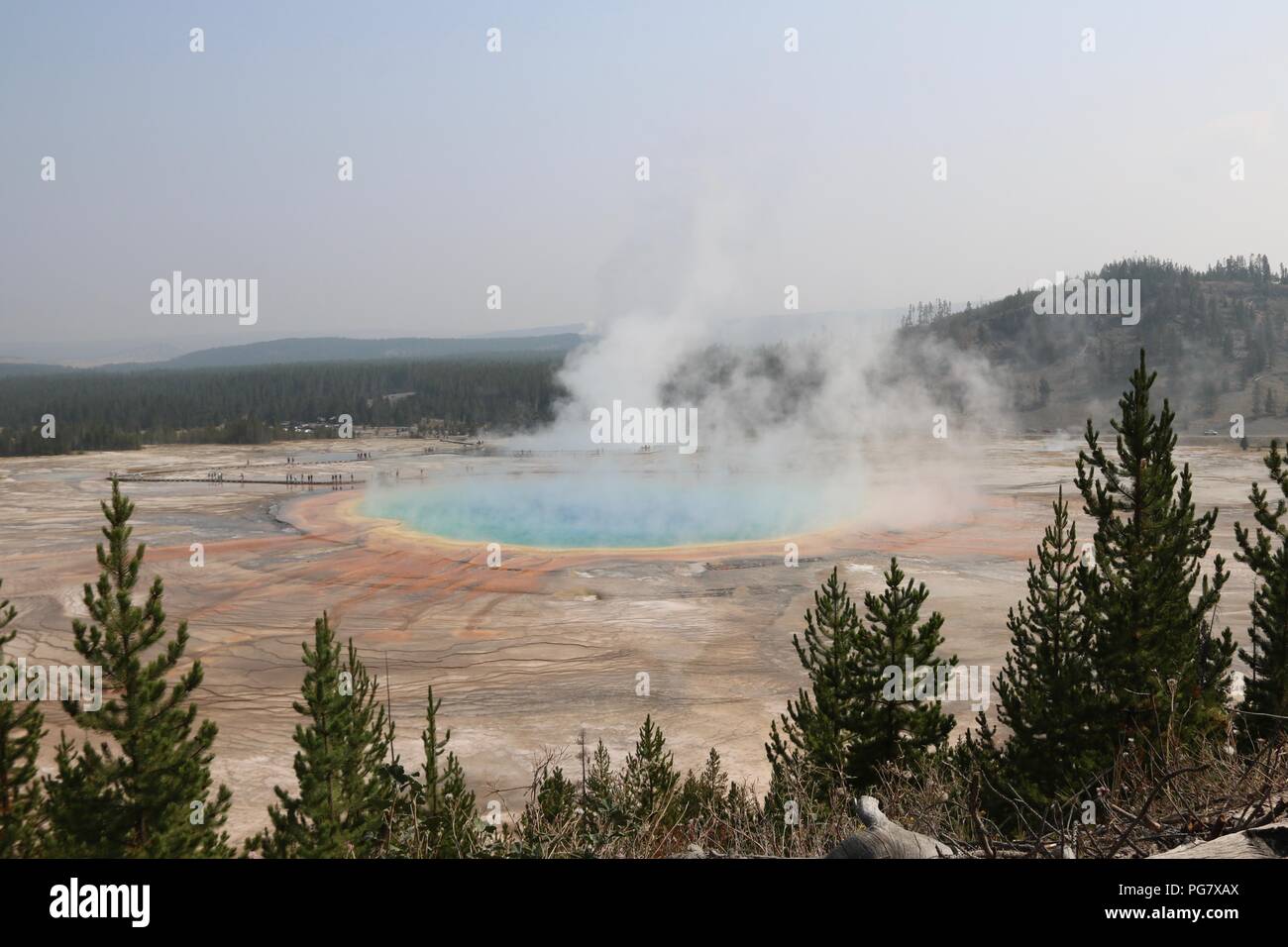 Grand Prismatic Spring at the Midway Geyser basin, Yellowstone National Park Stock Photo