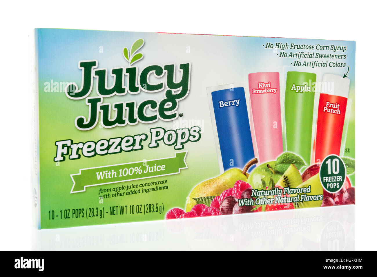 Winneconne, WI - 23 August 2018: A package of Juicy Juice freezer pops on an isolated background Stock Photo