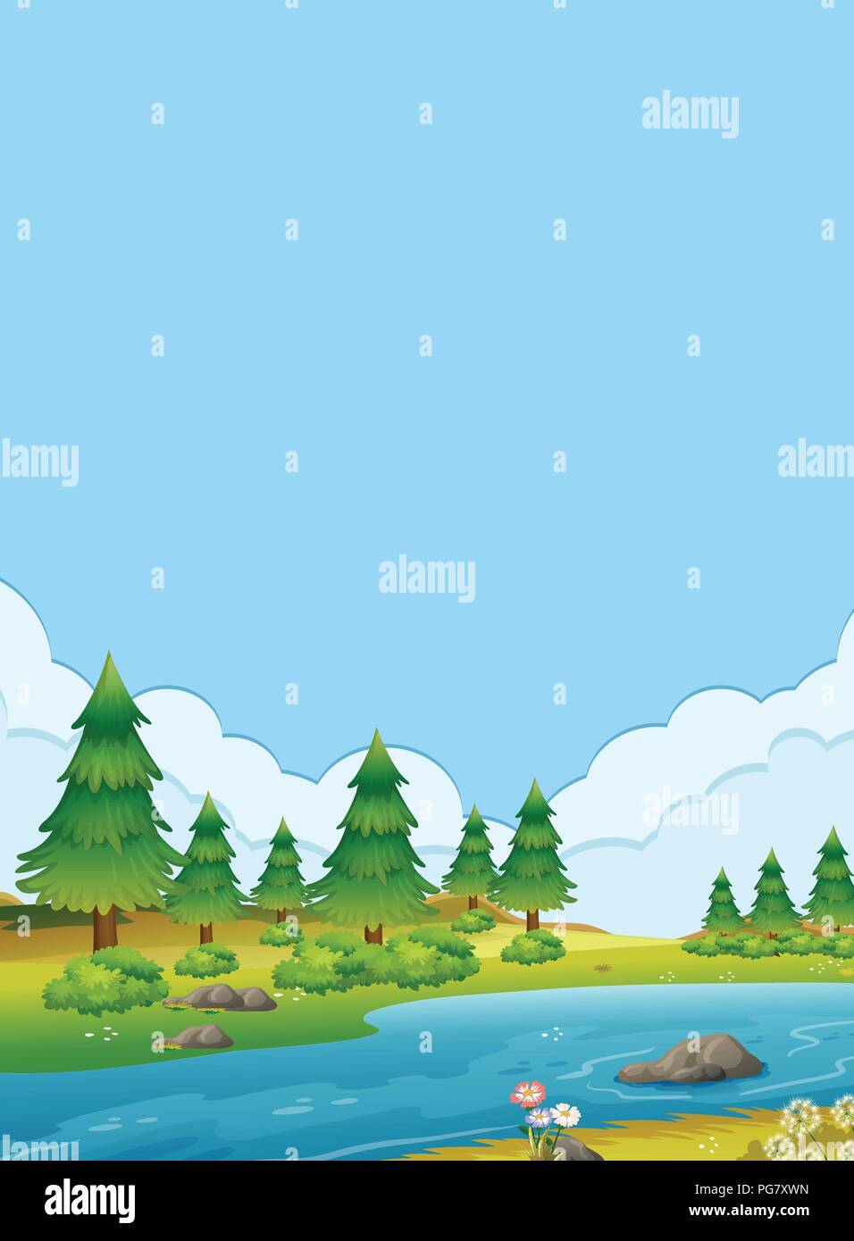 A beautiful river landscape illustration Stock Vector Image & Art - Alamy