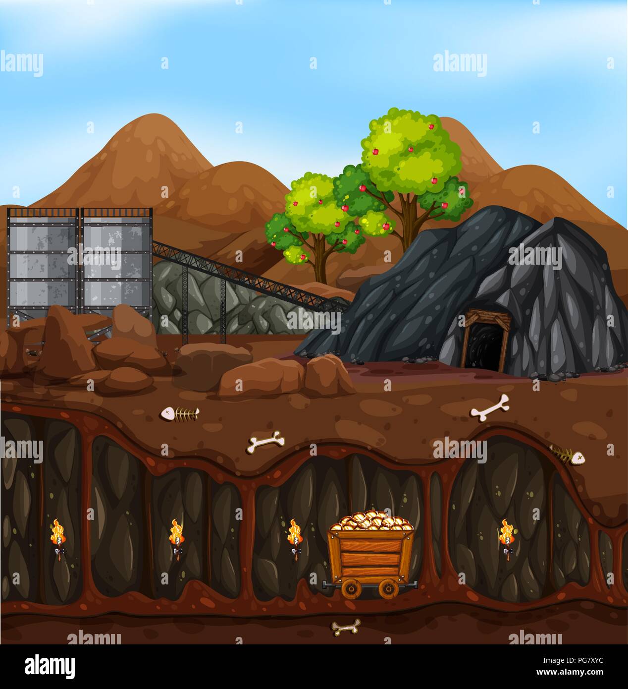 A gold mine landscape illustration Stock Vector Image & Art - Alamy