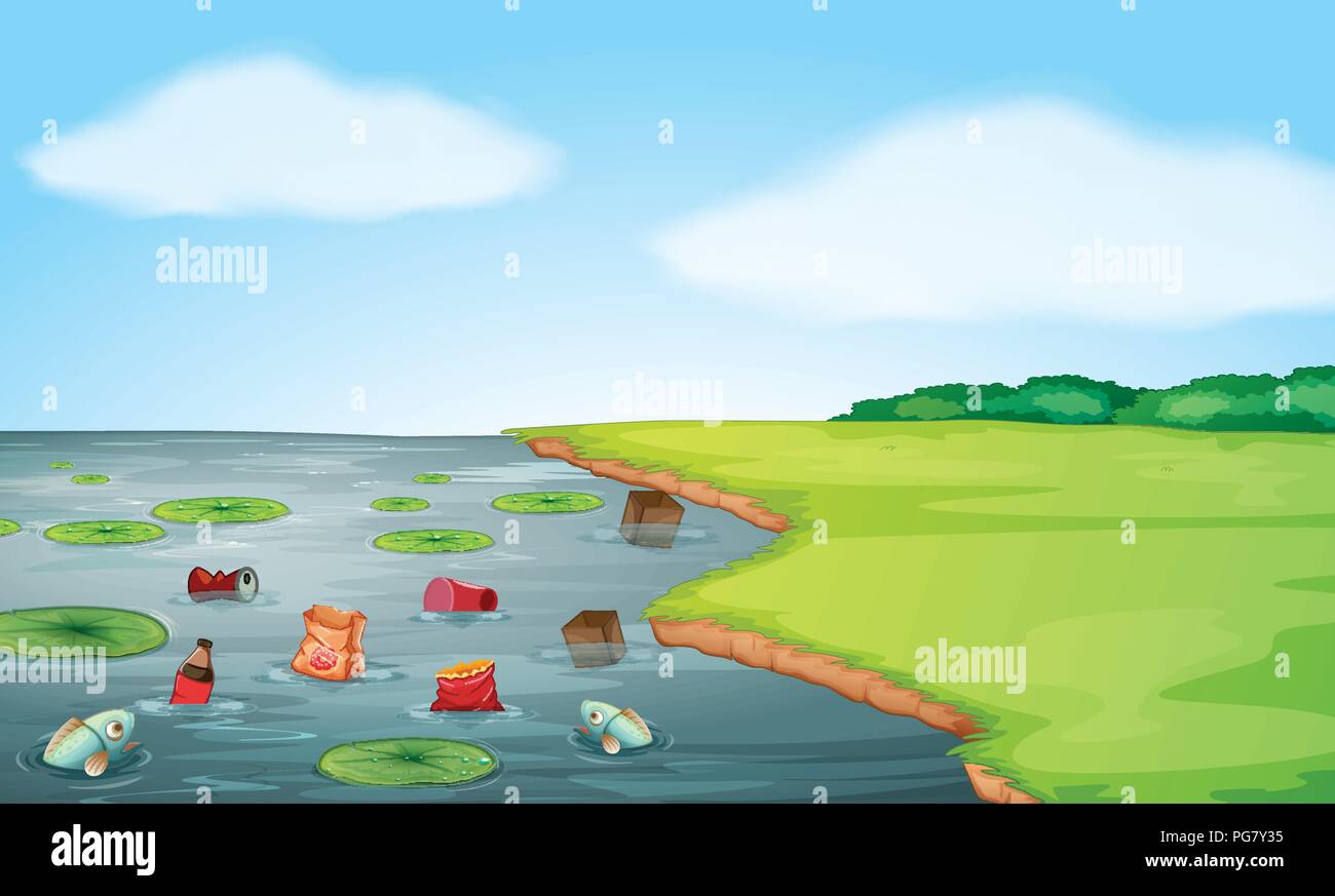 A water pollution landscape illustration Stock Vector Image & Art - Alamy
