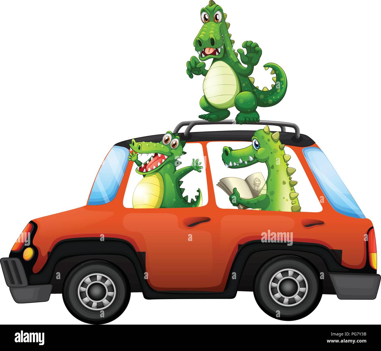 Crocodile travel by car illustration Stock Vector Image & Art - Alamy