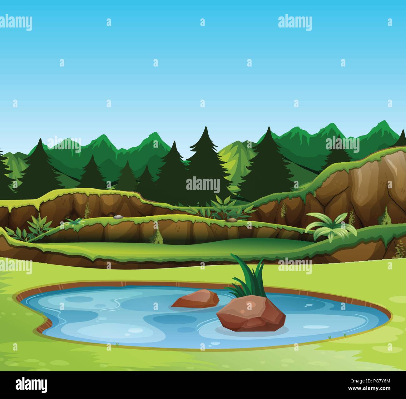 A beautiful nature landscape illustration Stock Vector Image & Art - Alamy