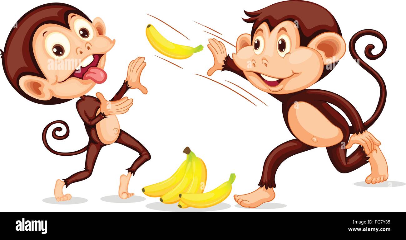 Monkey throwing a banana illustration Stock Vector Image & Art Alamy