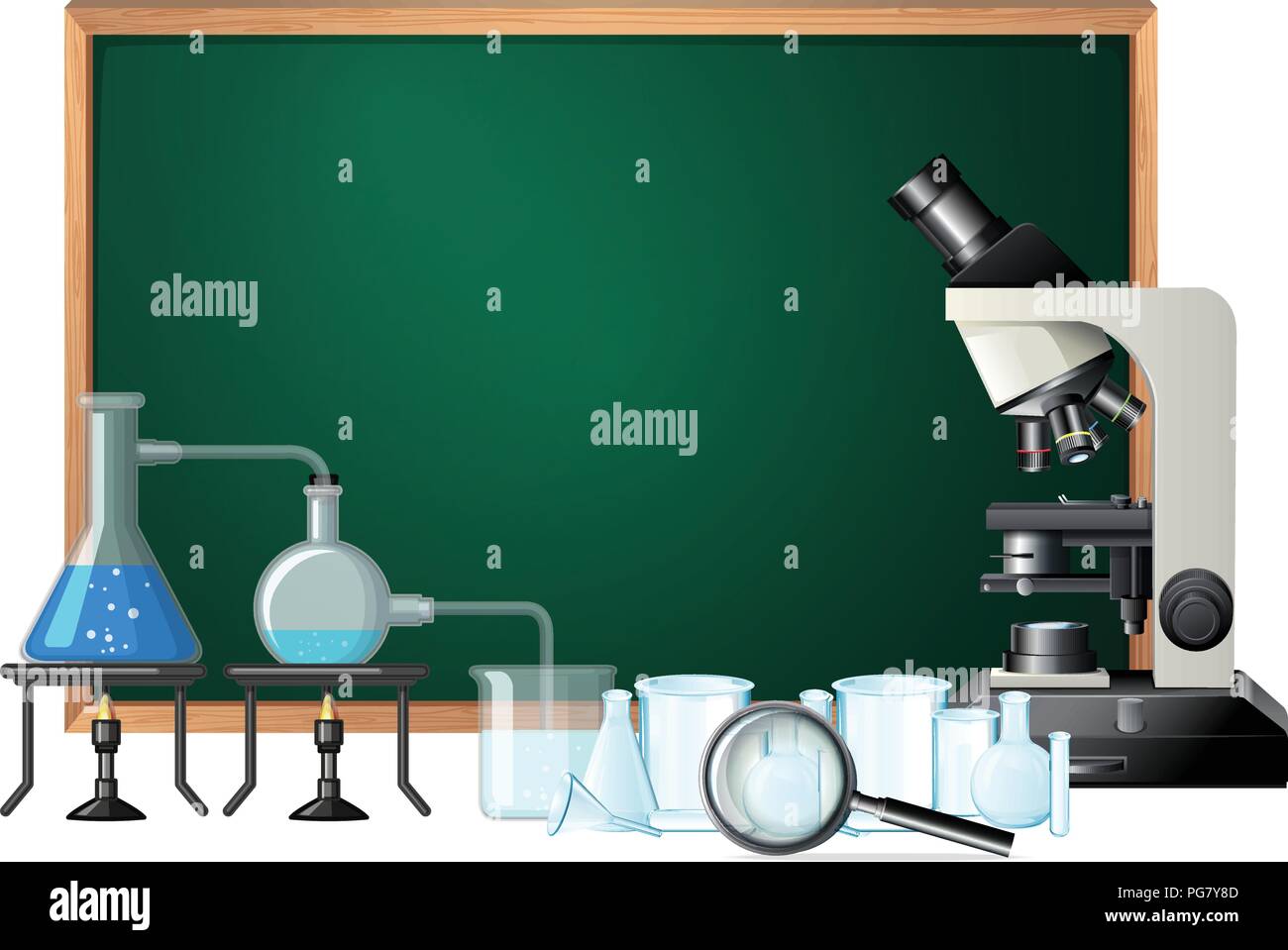 Blackboard science equipments template illustration Stock Vector