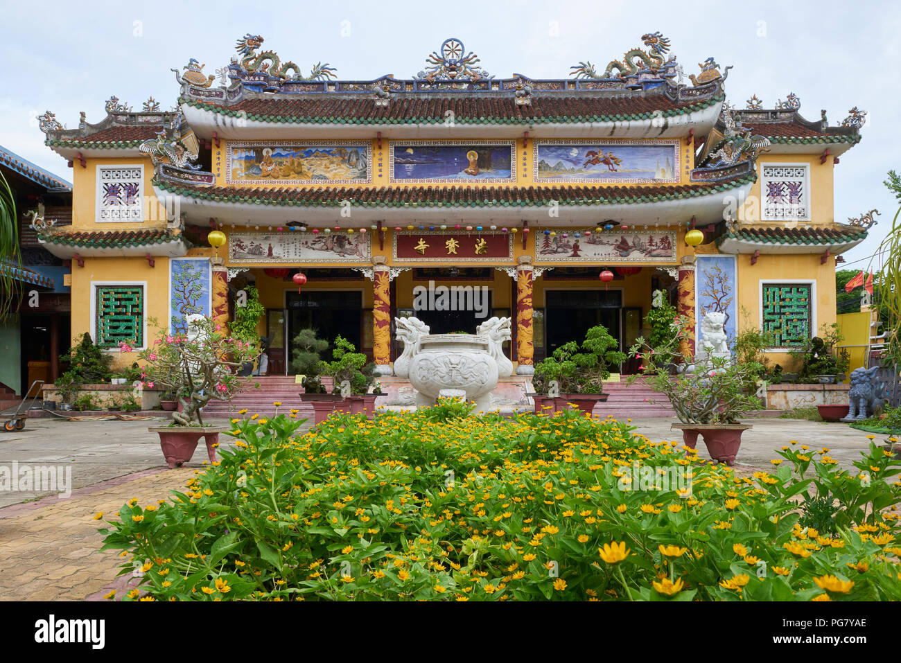 Entrance to Phap Bao Buddhist temple in the town of Hoi An, Central Vietnam. Stock Photo