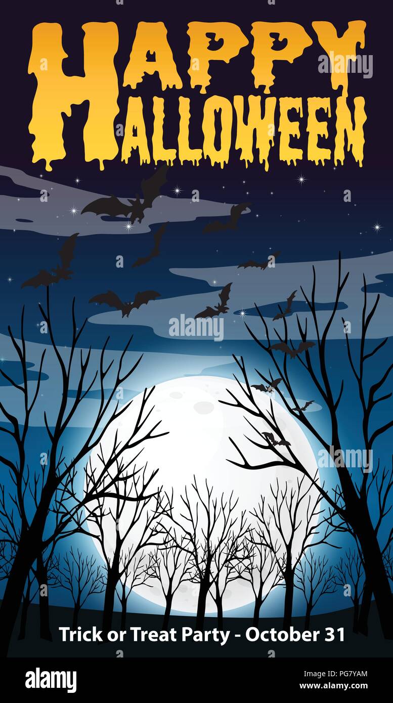 Happy halloween night template illustration Stock Vector Image & Art ...