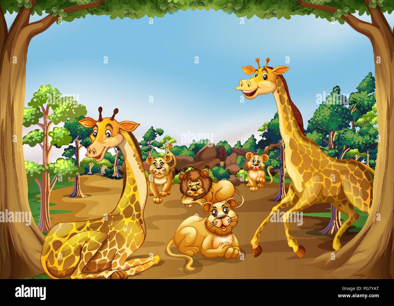 Wild animals in the forest illustration Stock Vector Image & Art - Alamy
