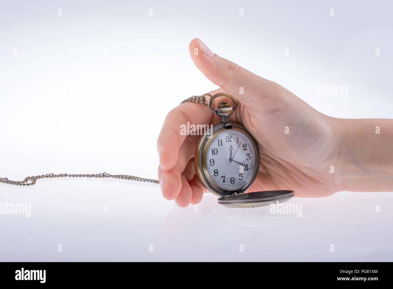 Hand holding a retro styled pocket watch in hand Stock Photo - Alamy