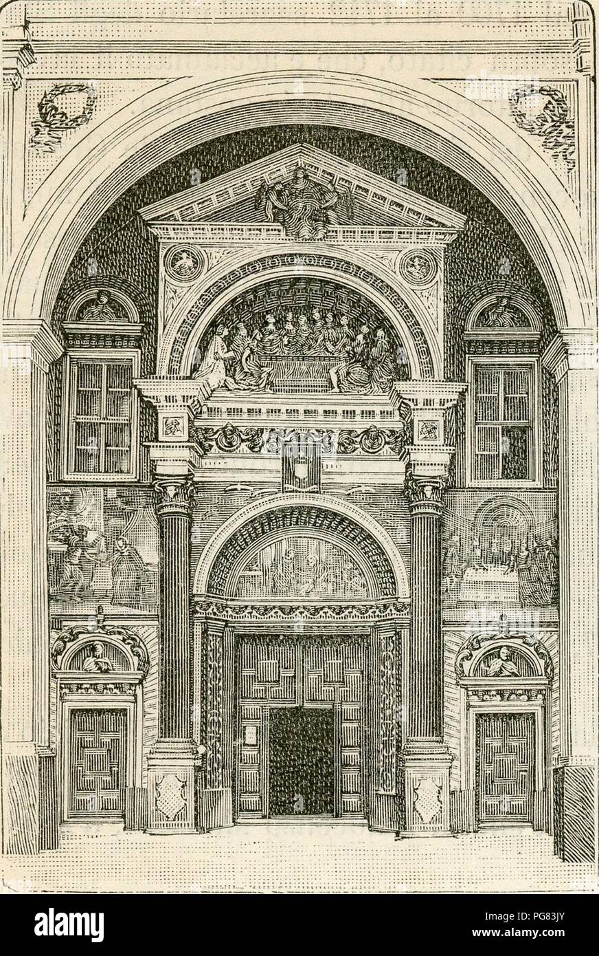 Atrio e porta della Cattedrale di Aosta. Stock Photo