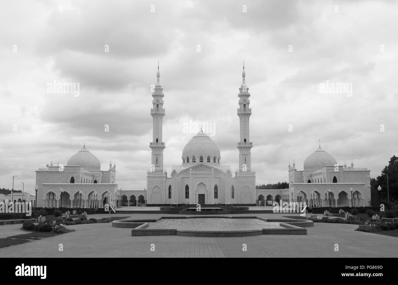 Photo attraction of beautiful unusual White Mosque Stock Photo