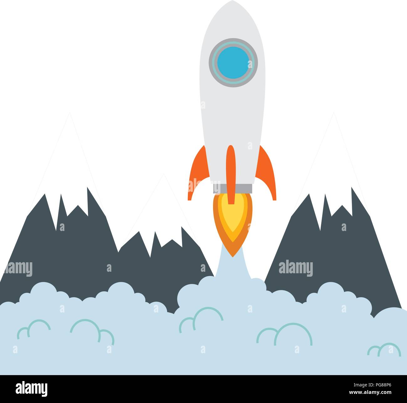 rocket start up with smoke vector illustration design Stock Vector ...