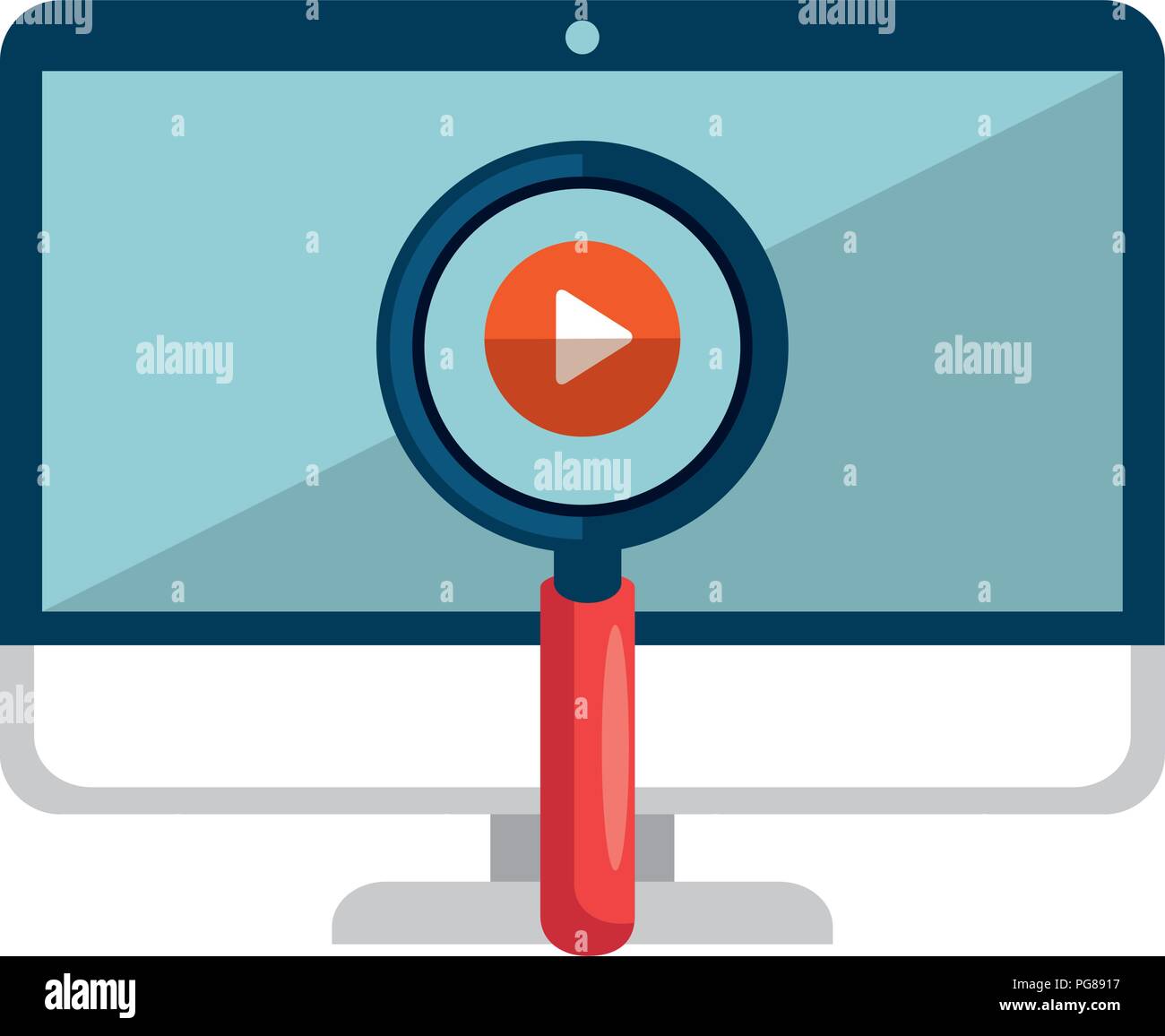 computer desktop with magnifying glass vector illustration design Stock ...