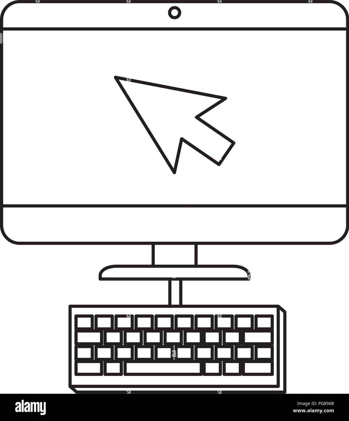 computer desktop with arrow mouse and keyboard vector illustration ...