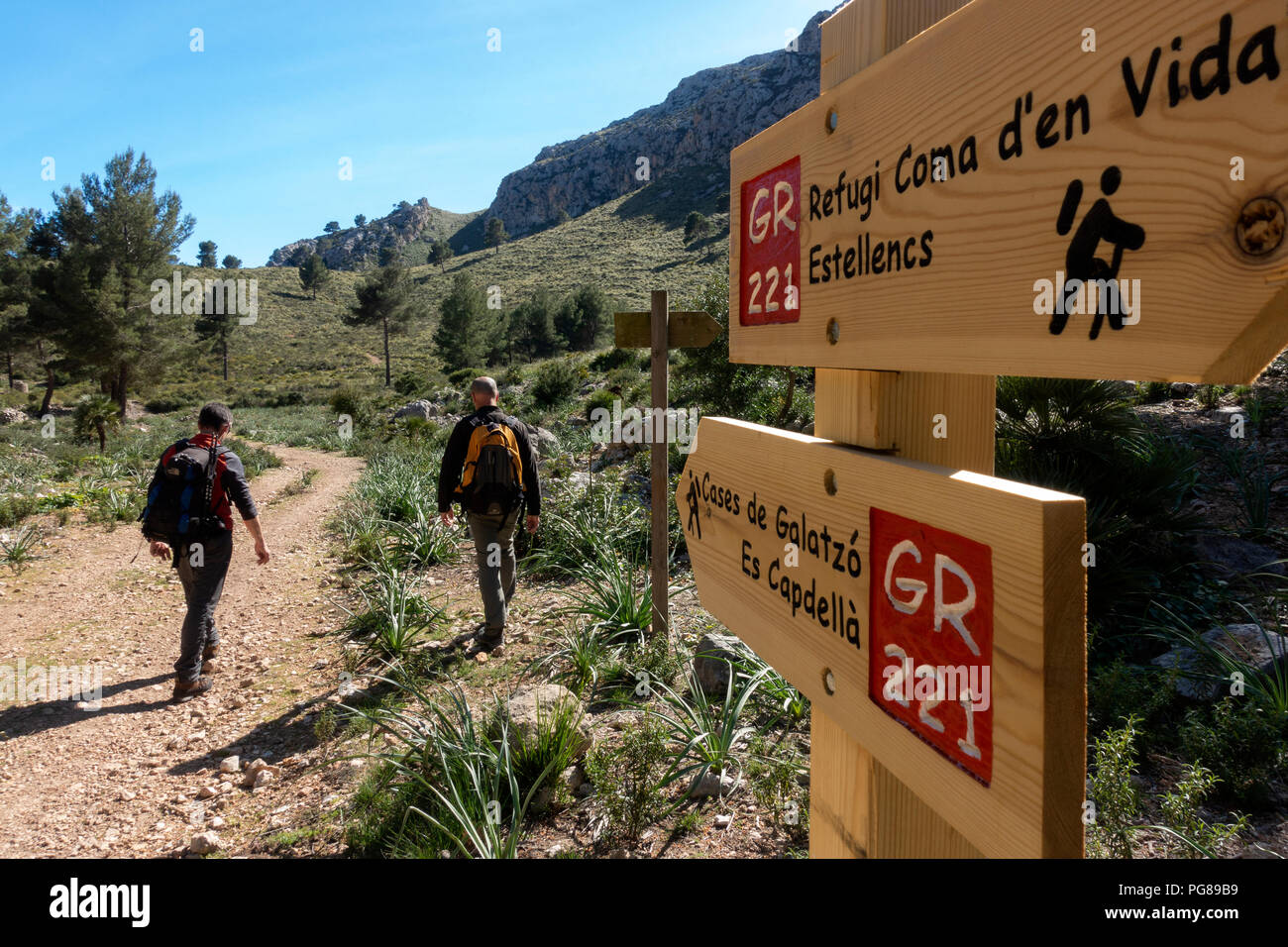 People trekking the GR 221.Mallorca Island.Spain Stock Photo