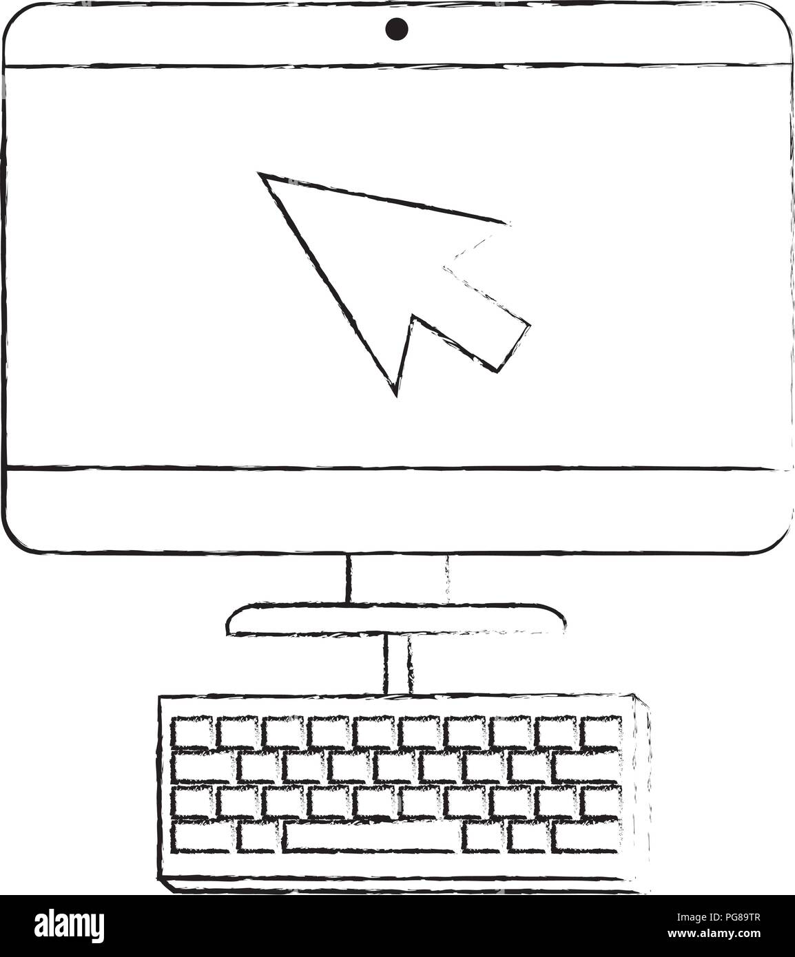 computer desktop with arrow mouse and keyboard vector illustration ...