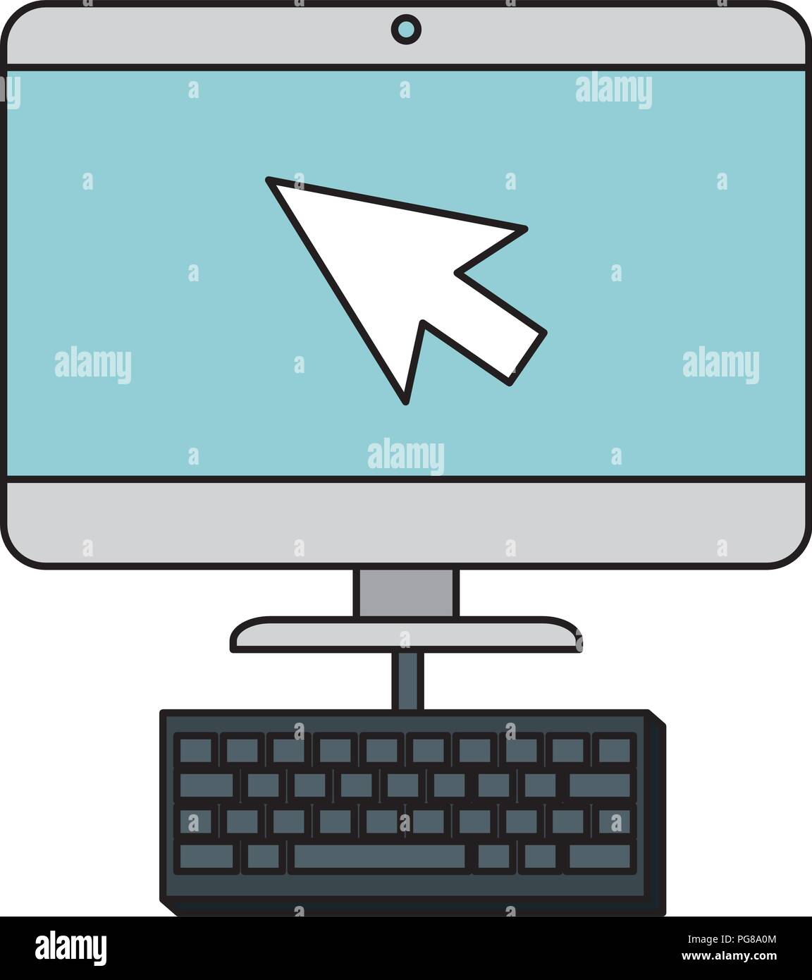 computer desktop with arrow mouse and keyboard vector illustration ...