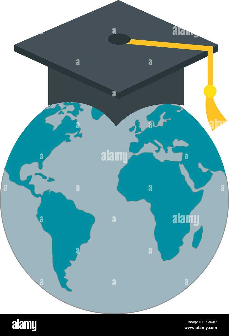 hat graduation with world planet vector illustration design Stock ...