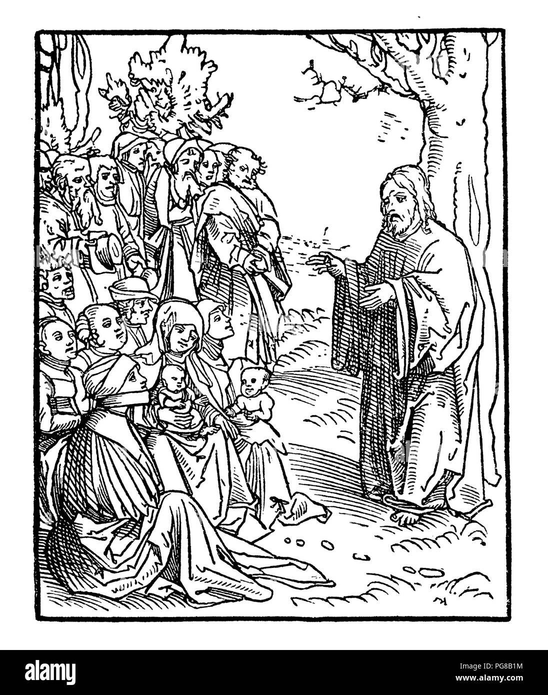 Jesus Christ himself gave his sheep. From: Suffering of Christ and Antichristi. Drawn by Lukas Cranach. Text by Martin Luther and Melanchthon, Lucas Cranach  1923 Stock Photo