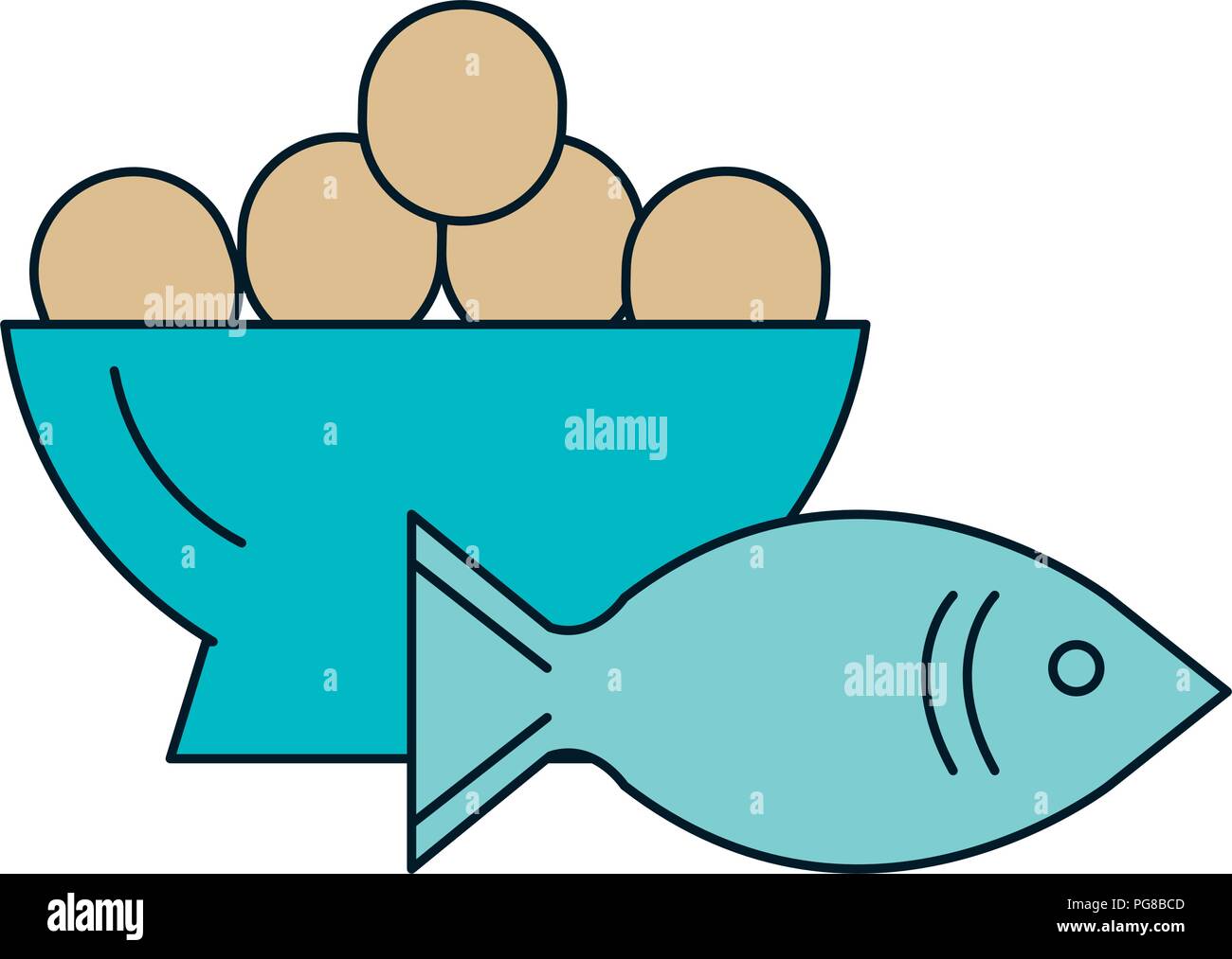 fresh salmon fish with eggs bowl Stock Vector Image & Art - Alamy