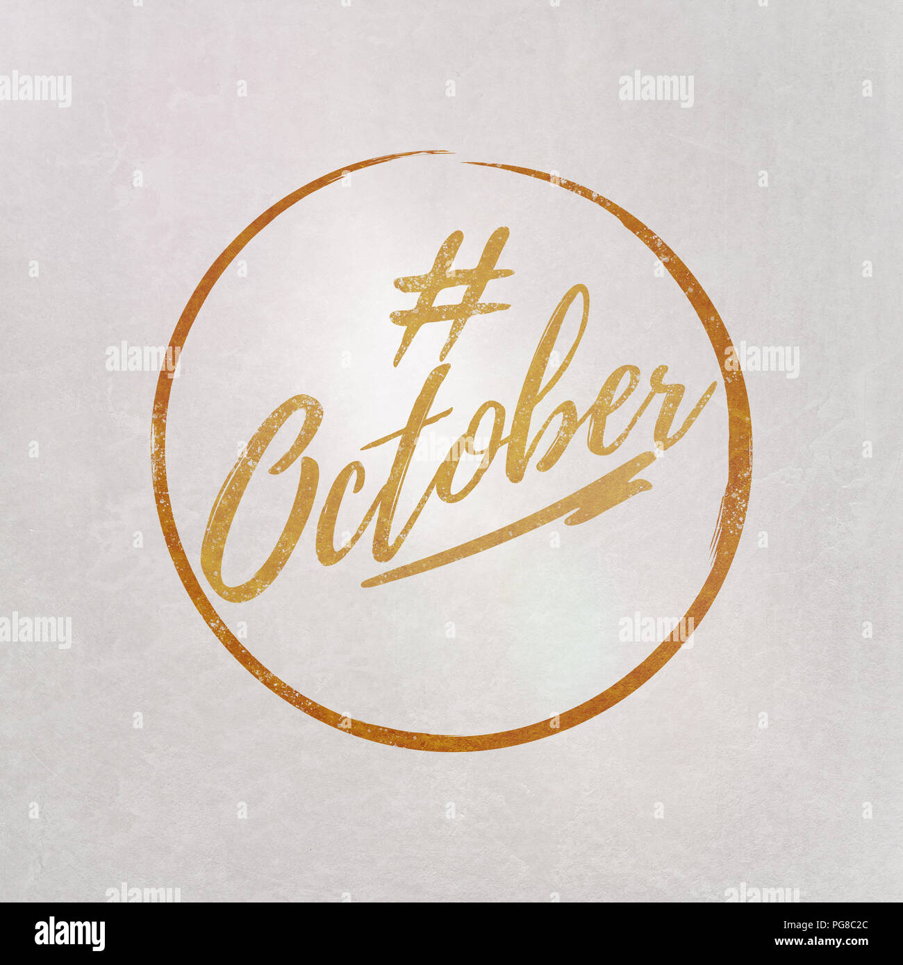  Hashtag October written in orange on grey background as template in