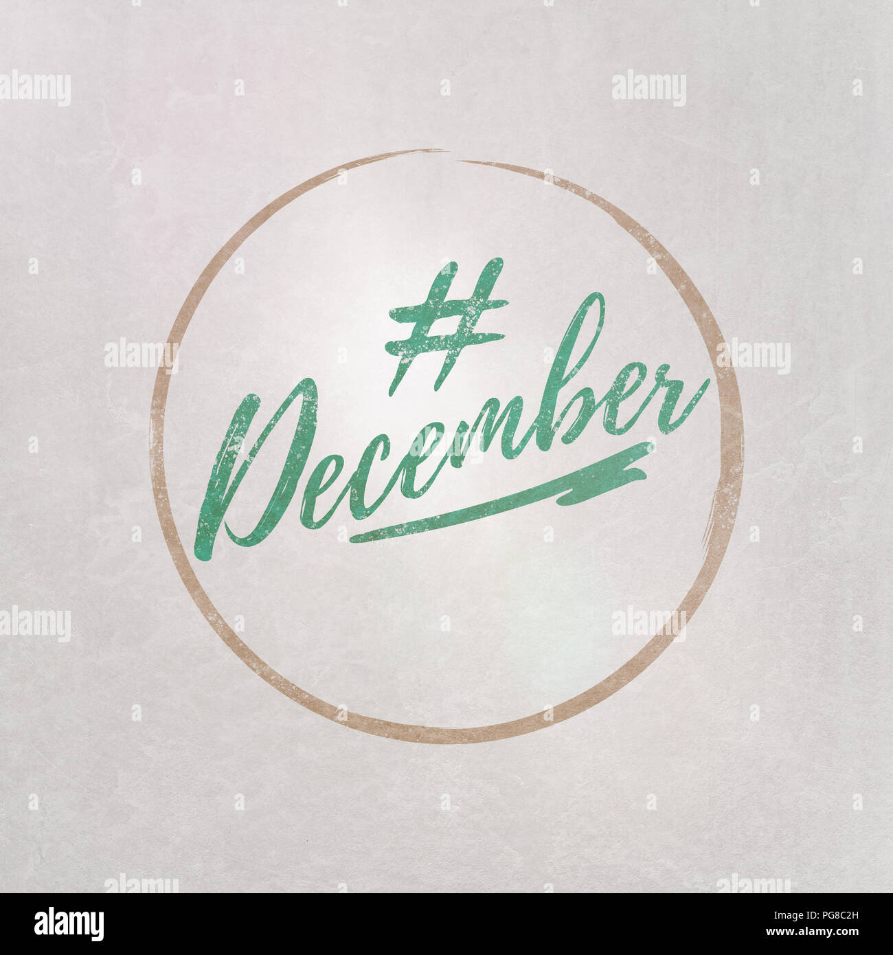  Hashtag December written in green on grey background as template in