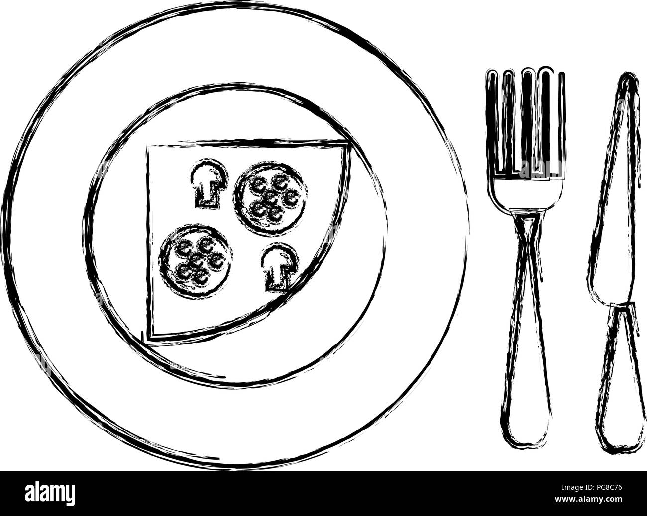 Delicious Italian Pizza In Dish With Cutleries Stock Vector Image Art
