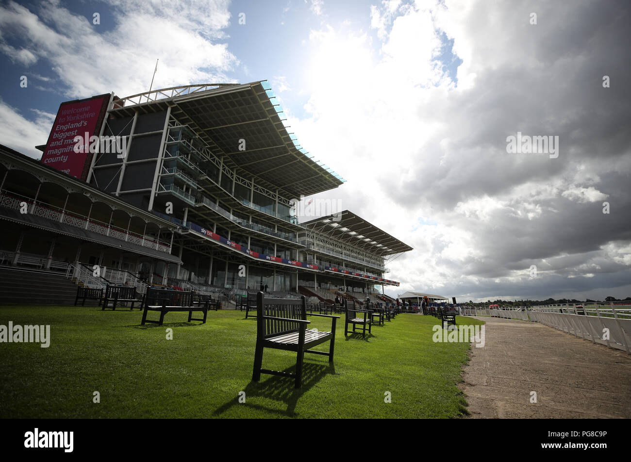 A general view of the stands during Coolmore Nunthorpe Day of the Yorkshire Ebor Festival at York Racecourse. PRESS ASSOCIATION Photo. Picture date: Friday August 24, 2018. See PA story Racing York. Photo credit should read: Tim Goode/PA Wire Stock Photo