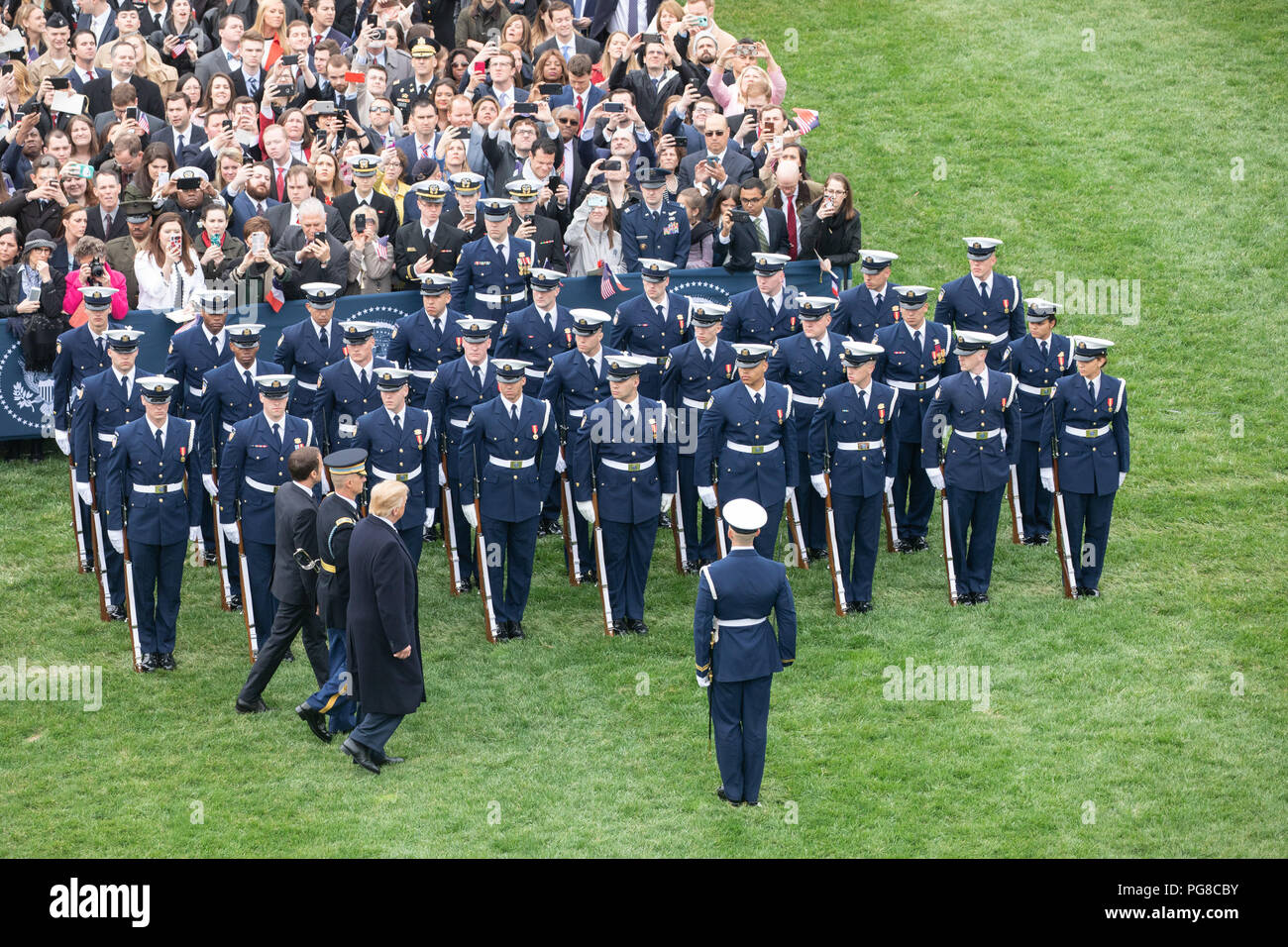 The arrival ceremony of the President of France and Mrs. Macron The Official State Visit of France Stock Photo